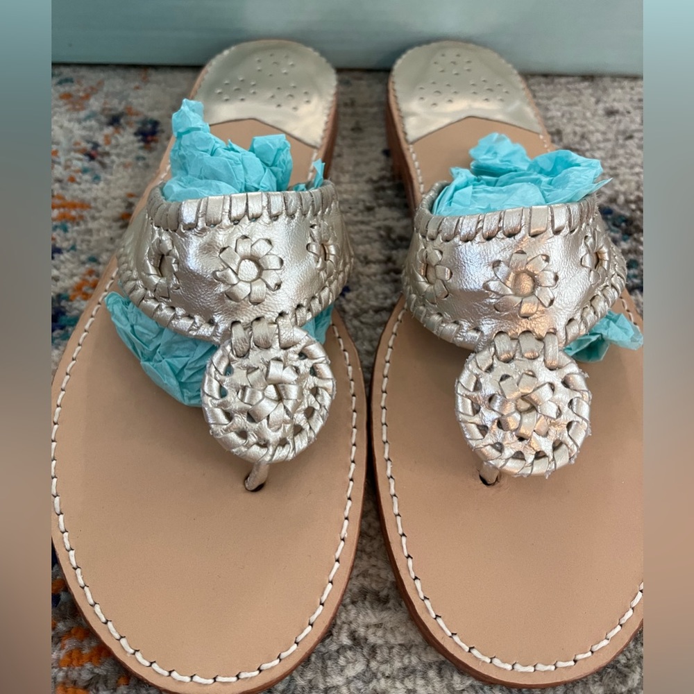 Palm Beach Thong Slip On Leather Sandals GOLD - Size 10 NEW IN BOX